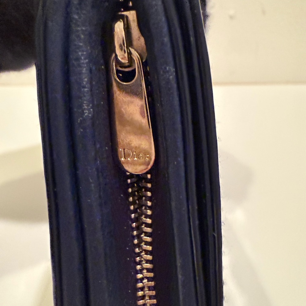 SOLD 🎉 Christian Lady Dior Navy Patent Leather Cannage Rendezvous Wallet Chain - Picture 6 of 13